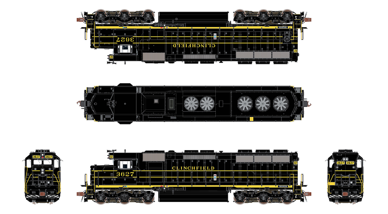 ScaleTrains Rivet 39768 HO Scale EMD SD45 Phase IIc Clinchfield "ex-SCL" 3627
