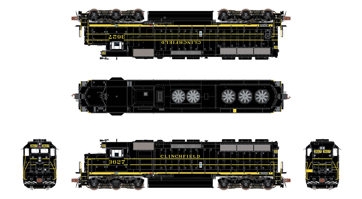 ScaleTrains Rivet 39768 HO Scale EMD SD45 Phase IIc Clinchfield "ex-SCL" 3627