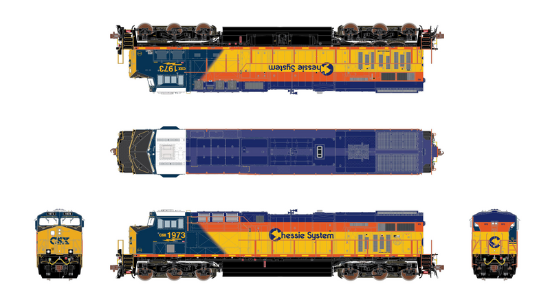 ScaleTrains Rivet 39905 HO Scale GE ES44AH GEVo Chessie Heritage CSX 197  DCC Sound
