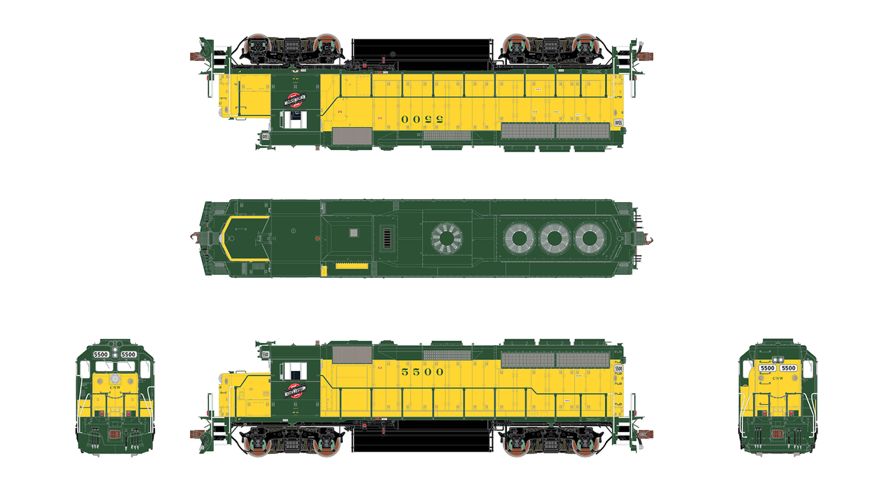 ScaleTrains Rivet 40163 HO Scale EMD GP40 Phase Ia OY C&NW 5500 DCC & Sound