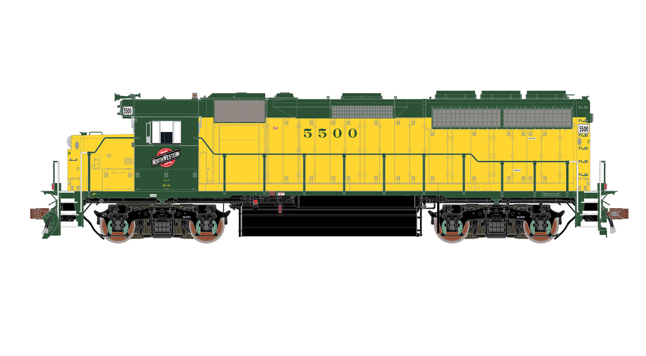 ScaleTrains Rivet 40163 HO Scale EMD GP40 Phase Ia OY C&NW 5500 DCC & Sound