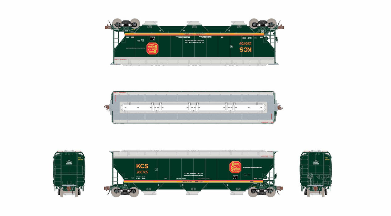 ScaleTrains Rivet 40327 HO Scale Gunderson 5188 Covered Hopper Kansas City Southern KCS 286769