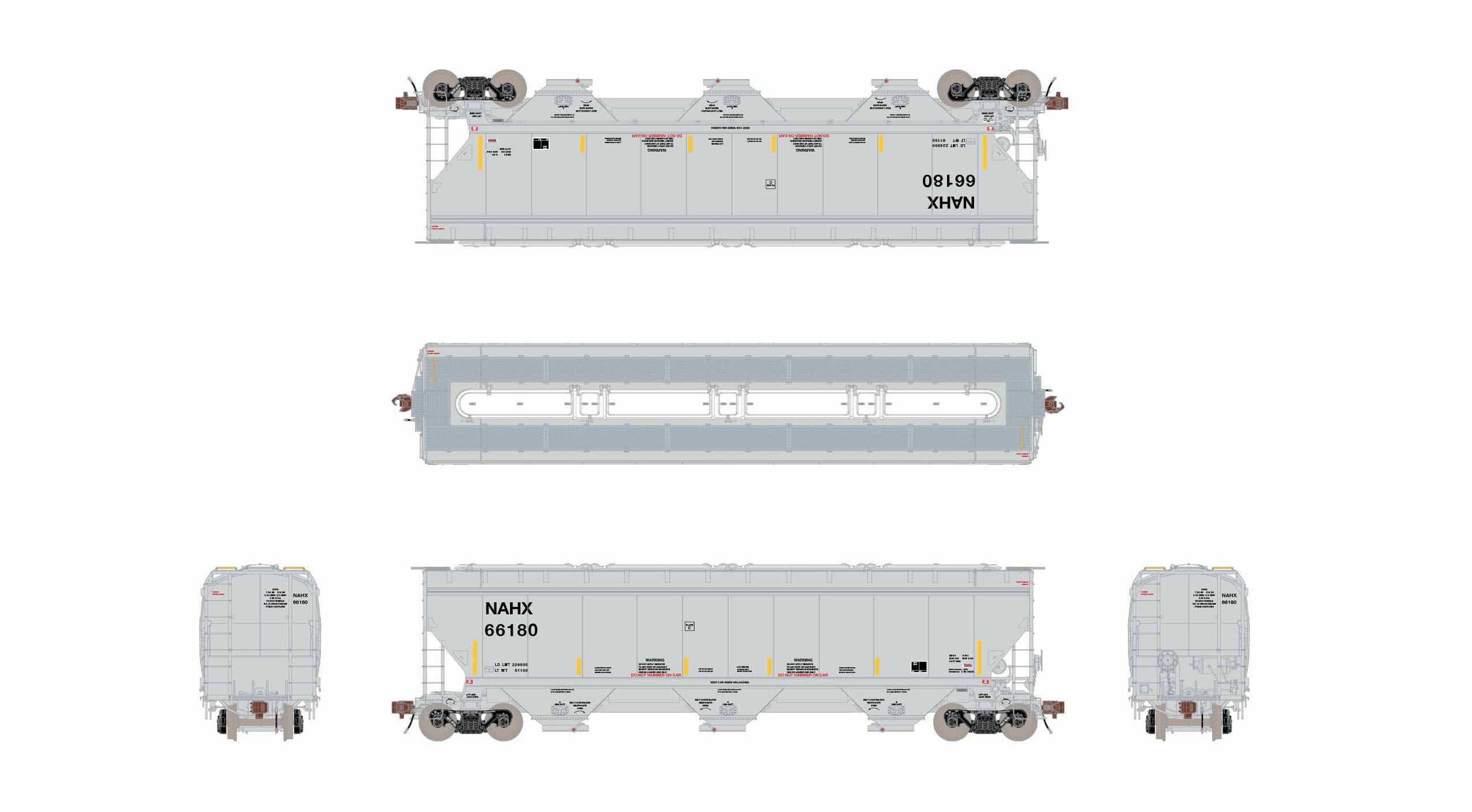 ScaleTrains Rivet 40333 HO Scale Gunderson 5188 Covered Hopper NAHX 66 ...