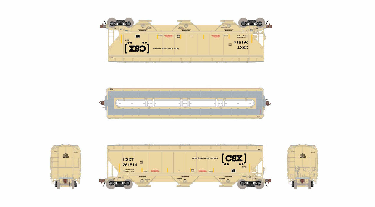 ScaleTrains Rivet 40400 HO Scale Gunderson 5188 Covered Hopper CSXT 261802