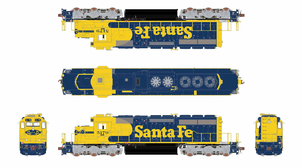 ScaleTrains Rivet 40748 HO Scale EMD SD40-2 Santa Fe ATSF 5179 - DC (with Ditch Lights)
