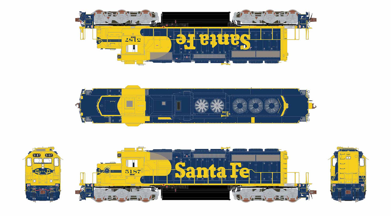 ScaleTrains Rivet 40749 HO Scale EMD SD40-2 Santa Fe ATSF 5187 - DCC & Sound (with Ditch Lights)