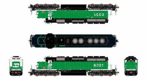 ScaleTrains Rivet 40754 HO Scale EMD SD40-2 Burlington Northern BN 6351 - DC (White Face)