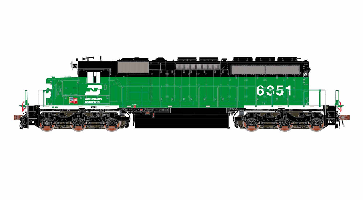 ScaleTrains Rivet 40754 HO Scale EMD SD40-2 Burlington Northern BN 6351 - DC (White Face)