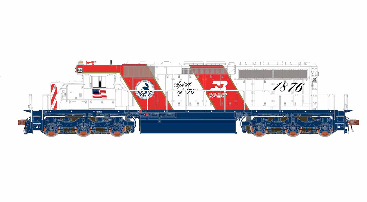 ScaleTrains Rivet 40756 HO Scale EMD SD40-2 Burlington Northern BN 1876 - DC (Bicentennial)