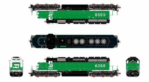 ScaleTrains Rivet 40759 HO Scale EMD SD40-2 Burlington Northern BN 6358 - DCC & Sound (White Face with Ditch Lights)