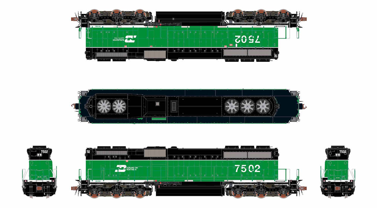 ScaleTrains Rivet 40764 HO Scale EMD SD40-2B Burlington Northern BN 7502 - DC