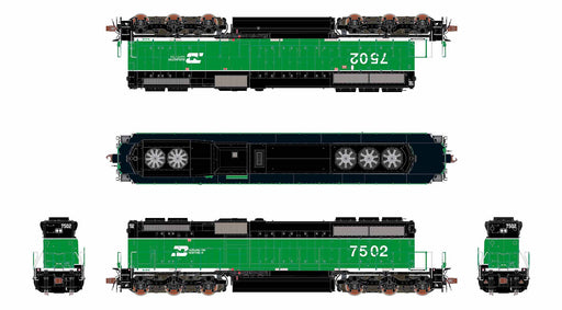 ScaleTrains Rivet 40764 HO Scale EMD SD40-2B Burlington Northern BN 7502 - DC