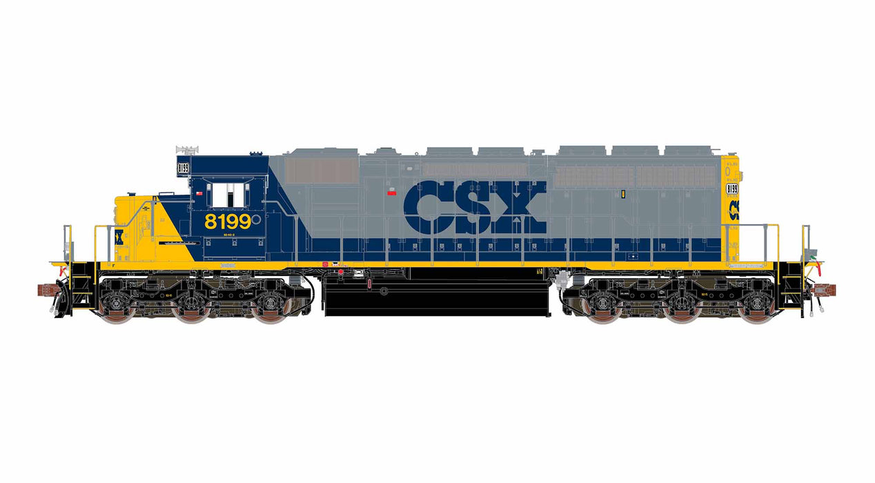 ScaleTrains Rivet 40773 HO Scale EMD SD40-2 CSX 8199 - DCC & Sound (YN2 with Ditch Lights)