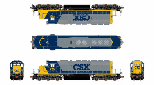 ScaleTrains Rivet 40774 HO Scale EMD SD40-2 CSX 8199 - DC (YN2 with Ditch Lights)