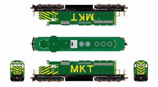 ScaleTrains Rivet 40780 HO Scale EMD SD40-2 Missouri-Kansas-Texas MKT 621 - DC (Unique Nose Striping)