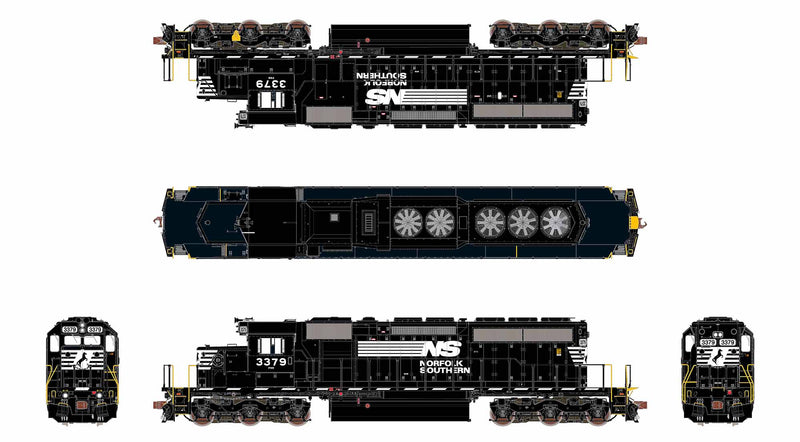 ScaleTrains Rivet 40795 HO Scale EMD SD40-2 Norfolk Southern NS 3379 - DCC & Sound (with Ditch Lights)