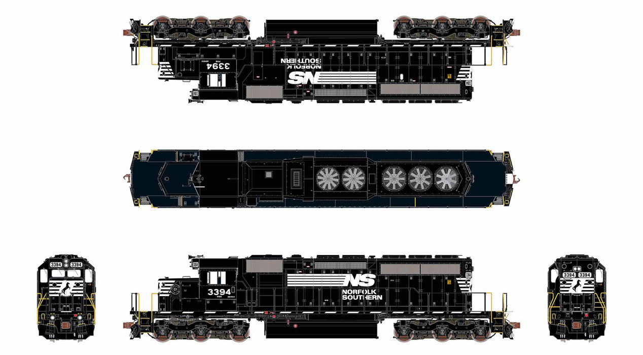 ScaleTrains Rivet 40798 HO Scale EMD SD40-2 Norfolk Southern NS 3394 - DC (with Ditch Lights)