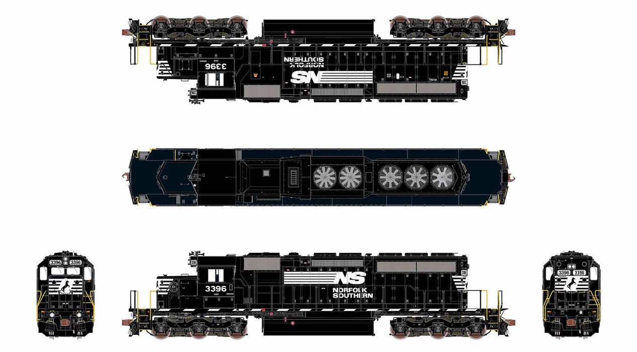 ScaleTrains Rivet 40799 HO Scale EMD SD40-2 Norfolk Southern NS 3396 - DCC & Sound (with Ditch Lights)