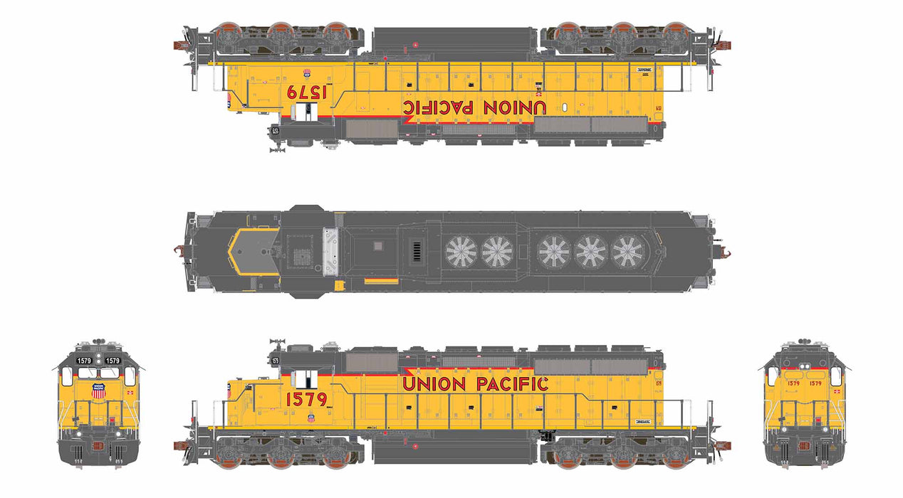 ScaleTrains Rivet 40801 HO Scale EMD SD40-2 Union Pacific UP 1579 - DCC & Sound (SD40N Rebuild 88" Nose)