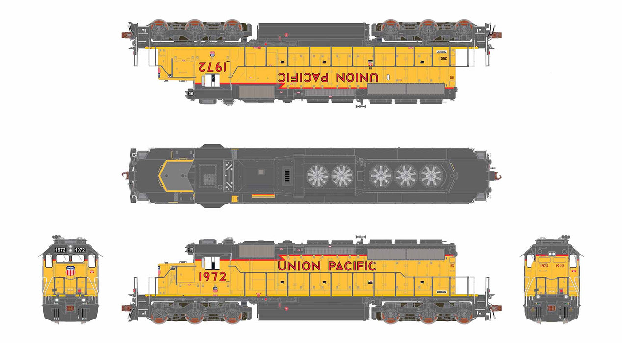 ScaleTrains Rivet 40810 HO Scale EMD SD40-2 Union Pacific UP 1972 - DC (SD40N Rebuild 88" Nose)
