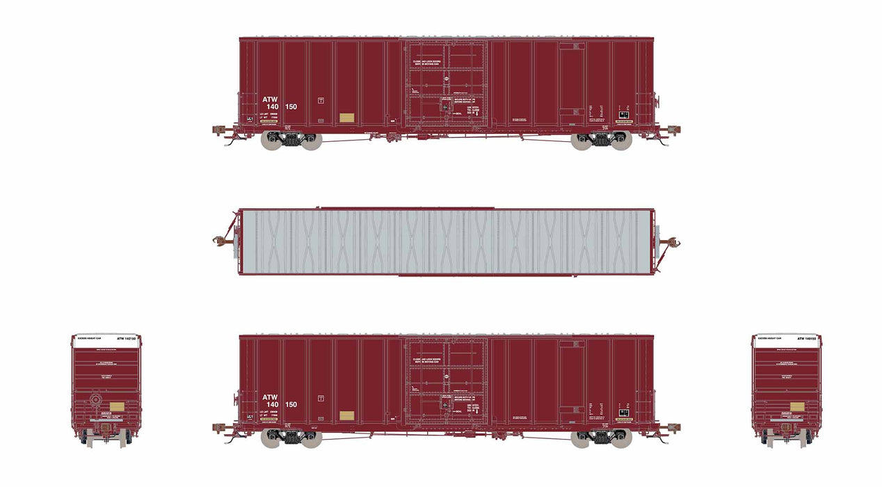 ScaleTrains Rivet 40990 HO Scale Trinity 60' 7500 12' Plug-Door High-Cube Boxcar Atlantic & Western ATW 140198
