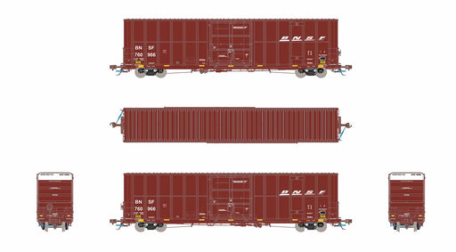 ScaleTrains Rivet 40997 HO Scale Trinity 60' 7500 12' Plug-Door High-Cube Boxcar BNSF 760966 (Wedge Logo with Conspicuity Stripes)