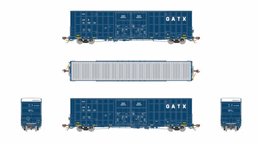 ScaleTrains Rivet 41004 HO Scale Trinity 60' 7500 12' Plug-Door High-Cube Boxcar GATX LRS 130001 (English & Spanish Door Data with Conspicuity Stripes)