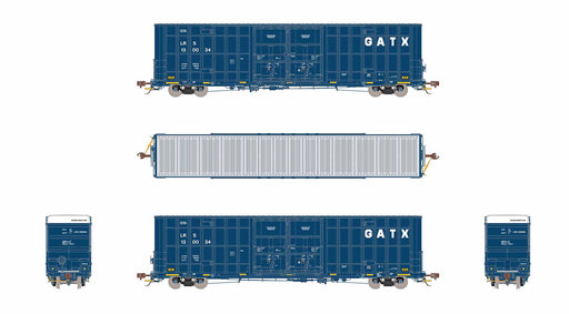 ScaleTrains Rivet 41006 HO Scale Trinity 60' 7500 12' Plug-Door High-Cube Boxcar GATX LRS 130063 (English Door Data with Conspicuity Stripes)