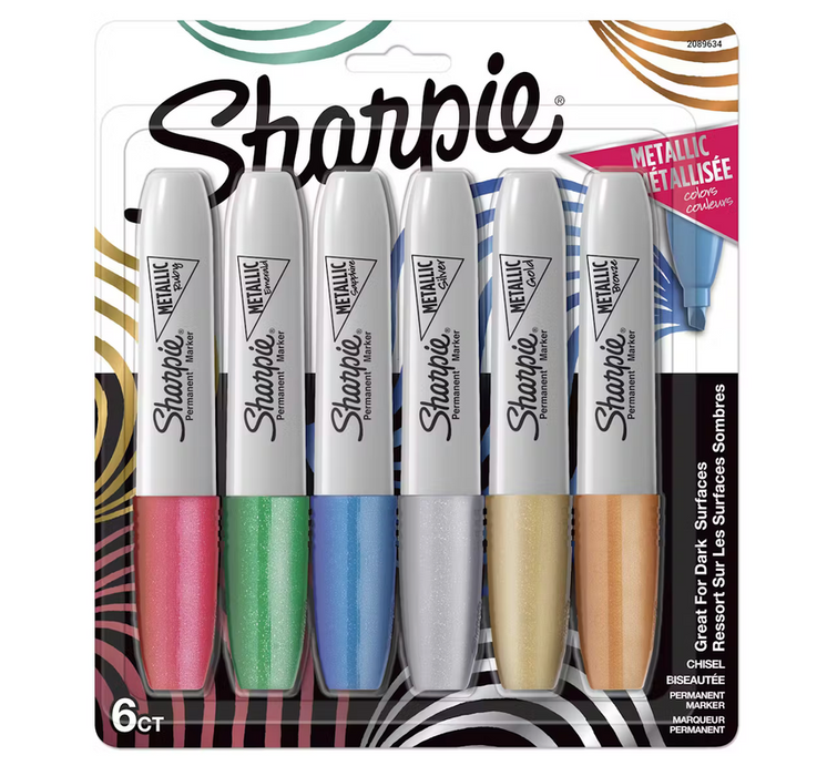 Sharpie Chisel Tip Metallic Assorted Colors Sharpie Markers (6 Pack)
