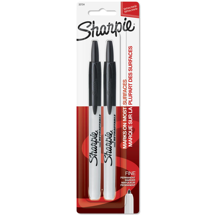 Sharpie Retractable Fine Black Sharpie Markers (2 Pack)