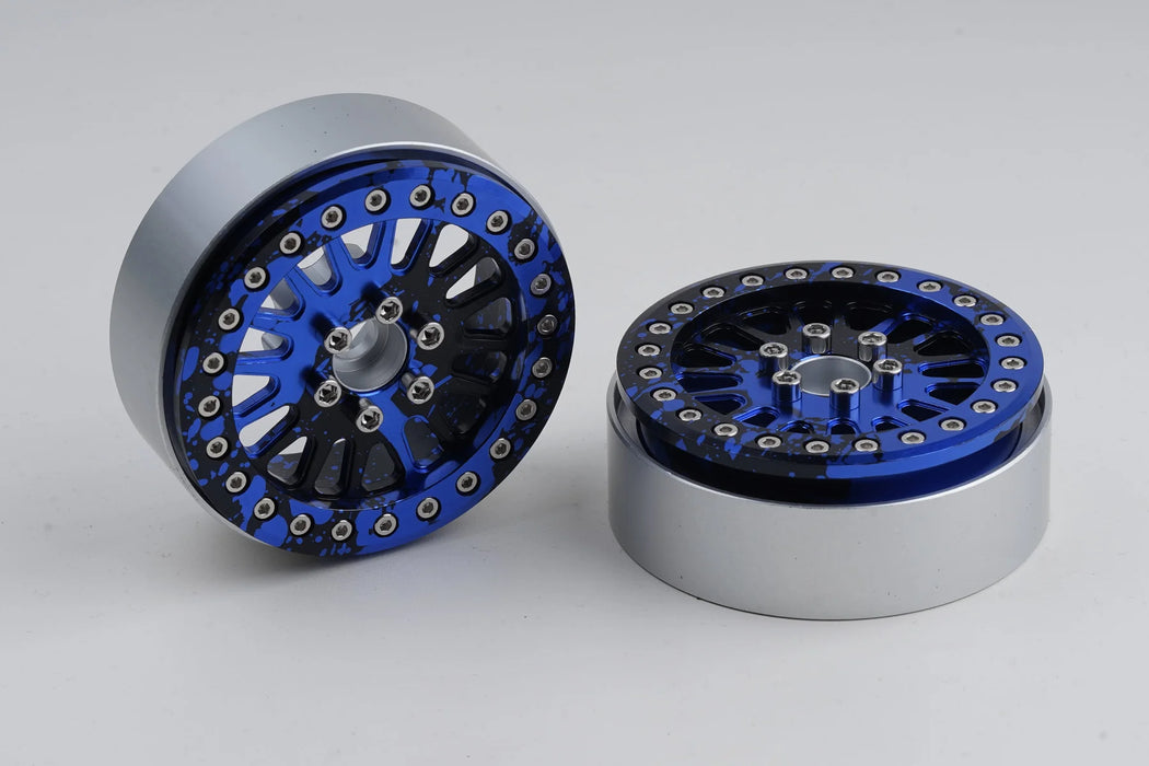 Shift RCS Blue/Black Splatter MAVERICK 2.2" Beadlock Wheels (1 Pair)