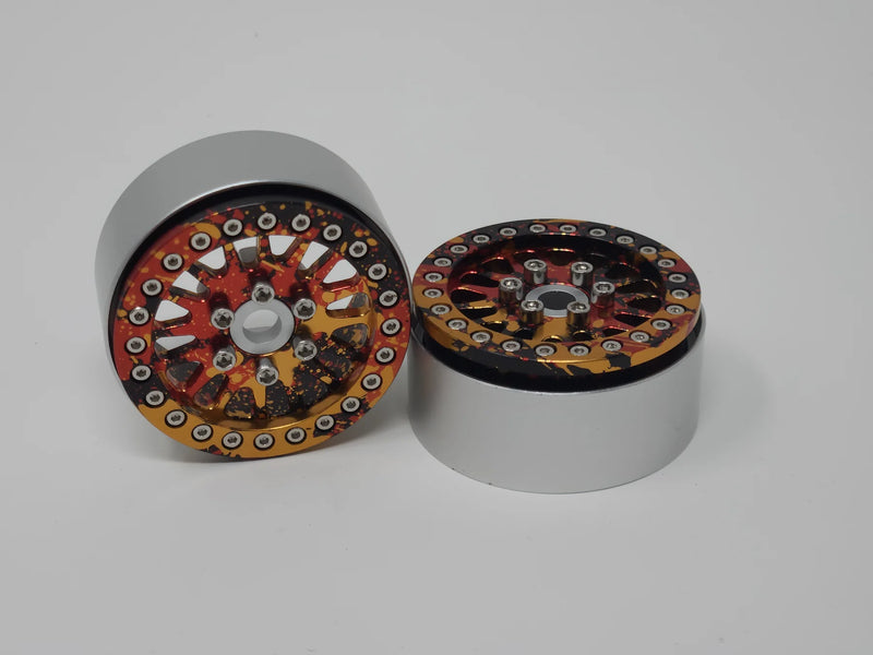 Shift RCS Orange/Red/Black Splash Maverick 1.9" Beadlock Wheels (1 Pair)