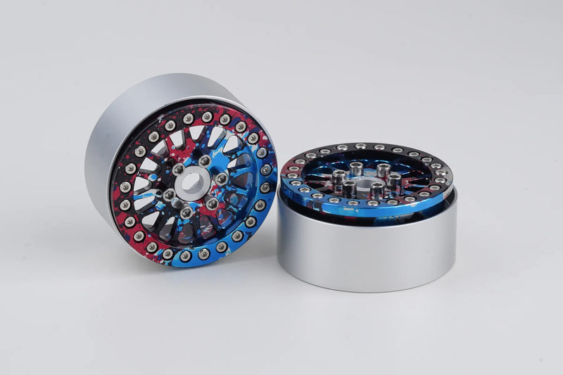 Shift RCS Red/Blue/Black Splash Maverick 1.9" Beadlock Wheels (1 Pair)