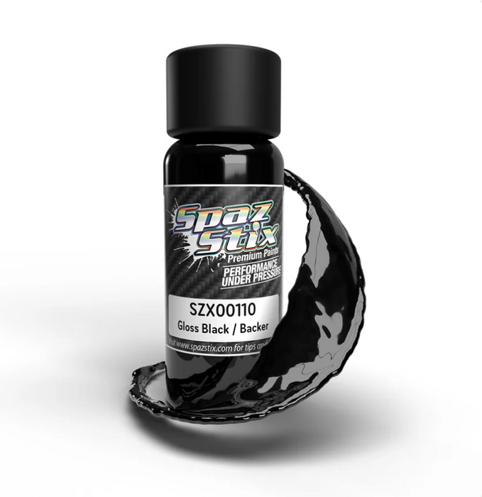 Spaz Stix 00110 High Gloss Black Airbrush Ready Paint, 2oz Bottle