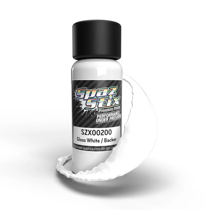 Spaz Stix 00200 Solid White Backer Airbrush Ready Paint, 2oz Bottle