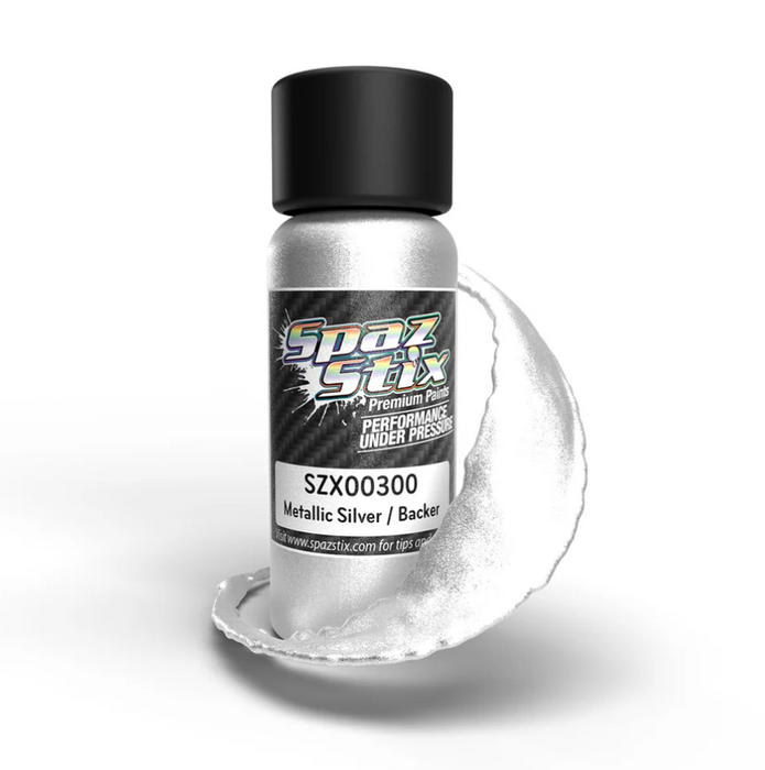 Spaz Stix 00300 Metallic Silver Airbrush Ready Paint, 2oz Bottle