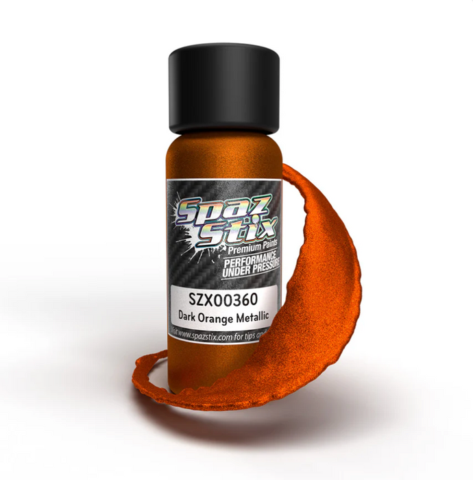 Spaz Stix 00360 Dark Orange Metallic Airbrush Ready Paint, 2oz Bottle