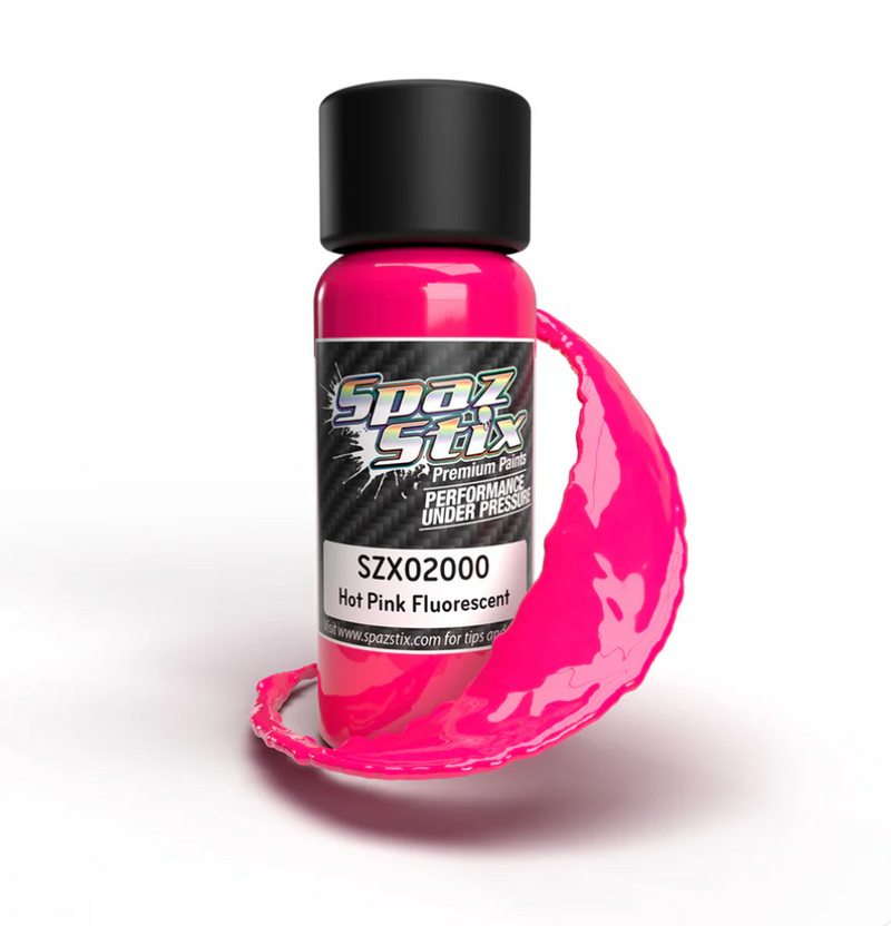 Spaz Stix 02000 Hot Pink Fluorescent Airbrush Ready Paint, 2oz Bottle