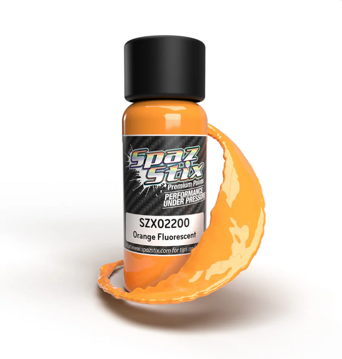 Spaz Stix 02200 Orange Fluorescent Airbrush Ready Paint, 2oz Bottle
