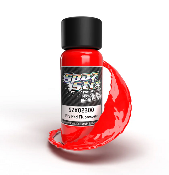 Spaz Stix 02300 Fire Red Fluorescent Airbrush Ready Paint, 2oz Bottle