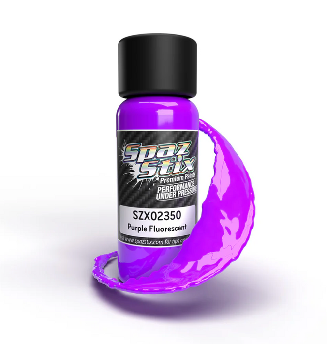 Spaz Stix 02350 Purple Fluorescent Airbrush Ready Paint, 2oz Bottle