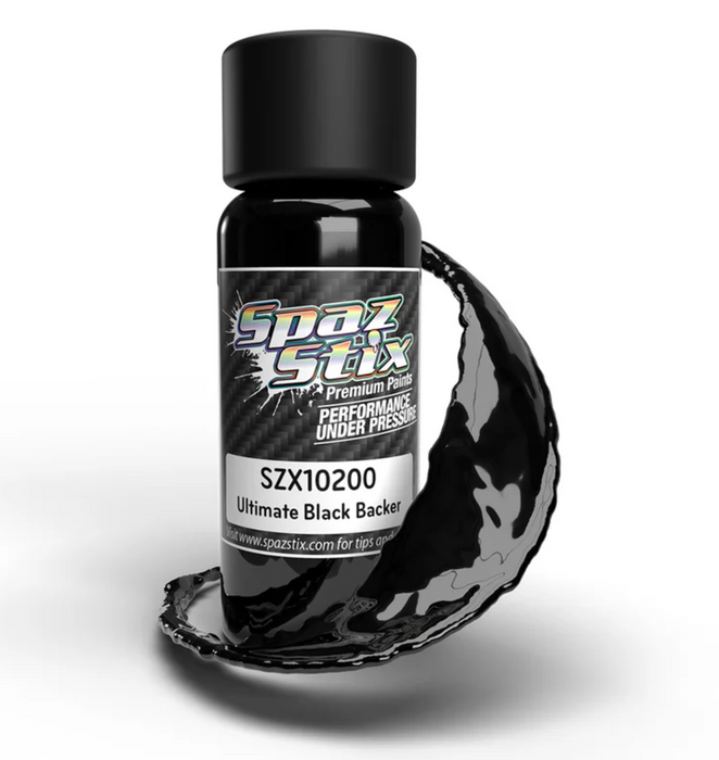 Spaz Stix 10200 Ultimate Black Backer for Mirror Chrome Airbrush Ready Paint 2oz Bottle