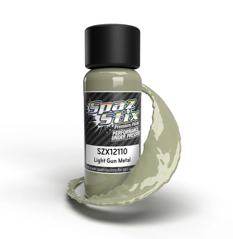 Spaz Stix 12110 Light Gunmetal Airbrush Ready Paint, 2oz Bottle
