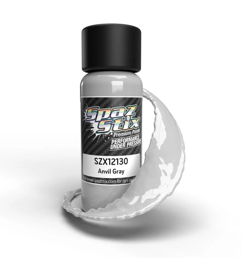 Spaz Stix 12130 Anvil Gray Airbrush Ready Paint, 2oz Bottle
