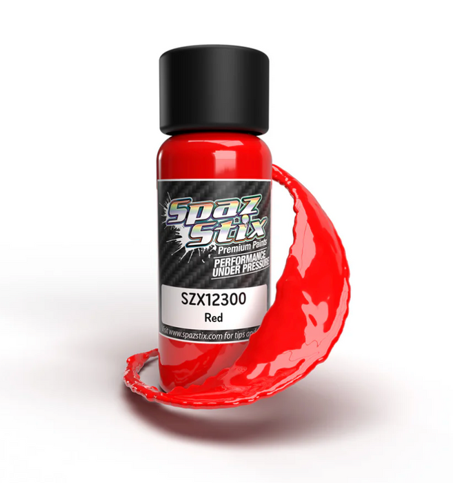 Spaz Stix 12300 Solid Red Airbrush Ready Paint, 2oz Bottle