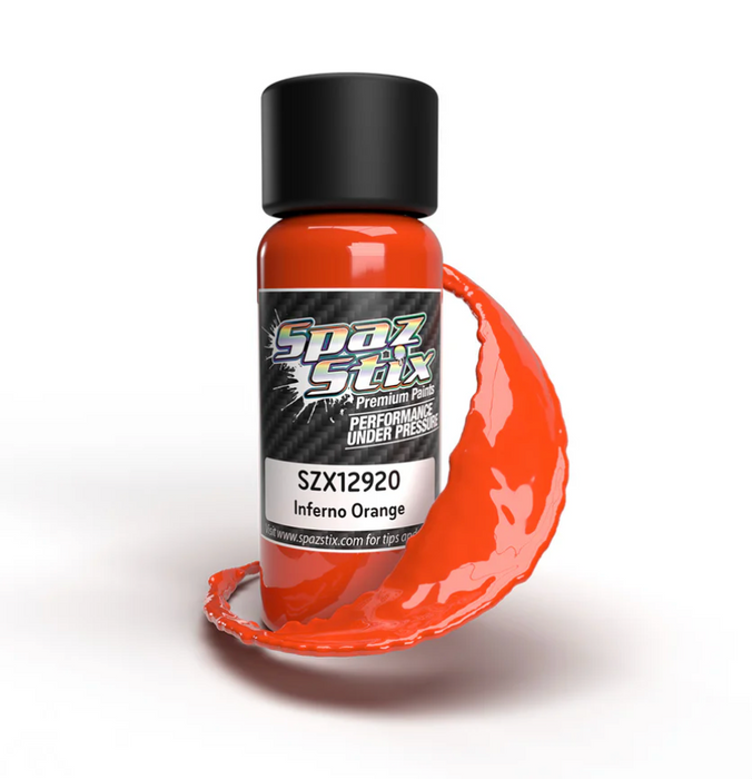 Spaz Stix 12920 Inferno Orange Airbrush Ready Paint, 2oz Bottle