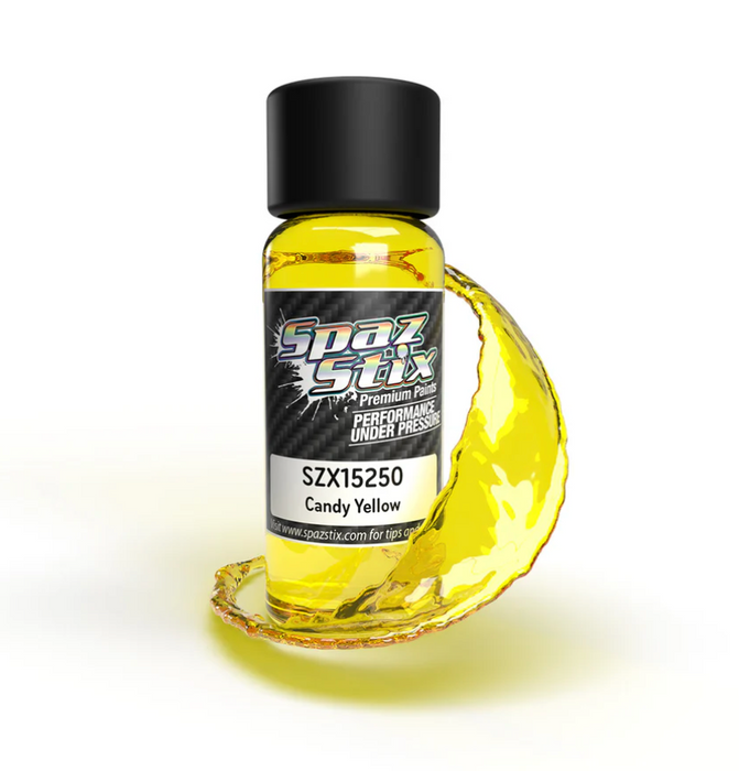 Spaz Stix 15250 Candy Yellow Airbrush Ready Paint, 2oz Bottle