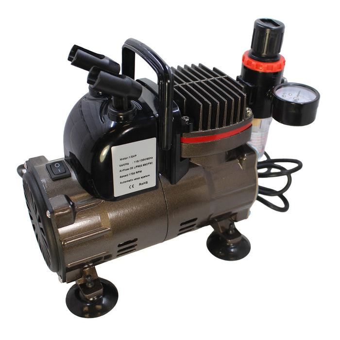 Spaz Stix 50000 Dual Action Gravity Feed Airbrush & Air Compressor Combo