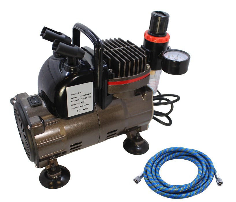 Spaz Stix 50000C Air Compressor for Airbrushing with Hose and Regulator