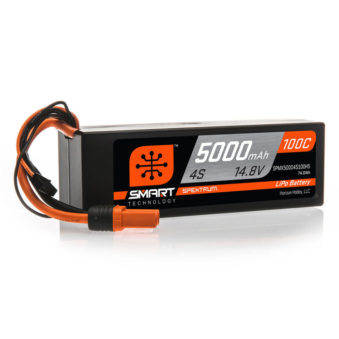 Spektrum 5000mAh 4S 14.8V 100C SMART Hardcase LiPo Battery with IC5/EC5